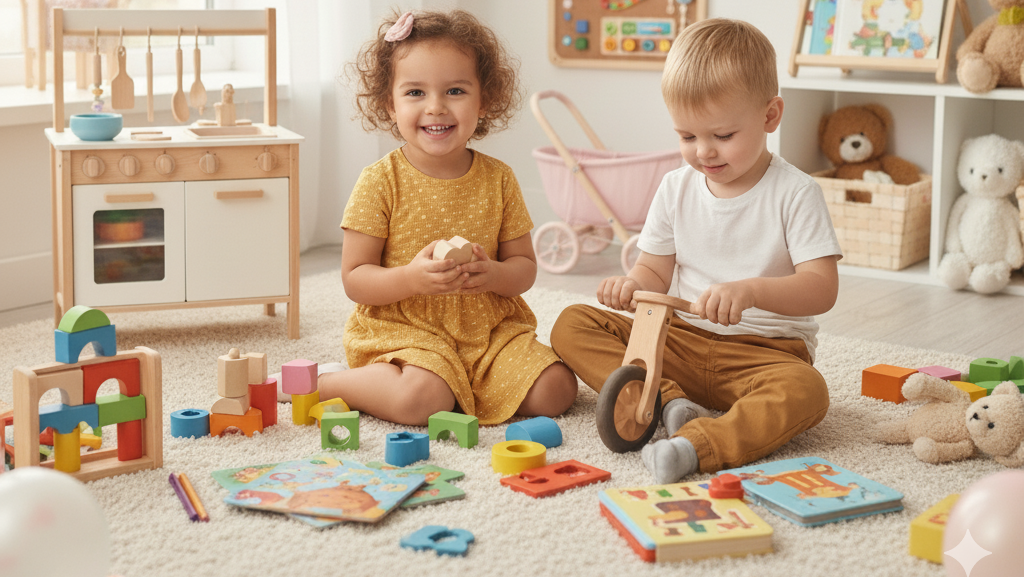 Obraz pokazujący prezenty dla 2-latków na urodziny